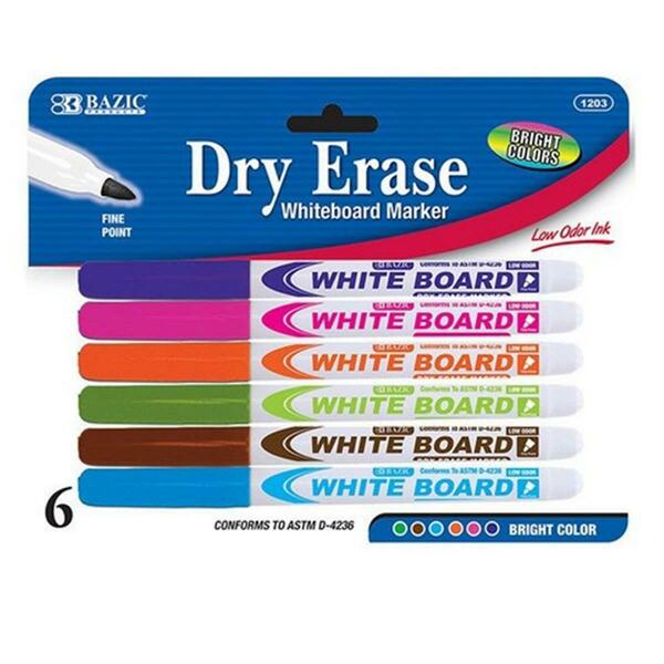 Bazic Products Bazic Bright Color Fine Tip Dry Erase Marker Pack of 6 1203